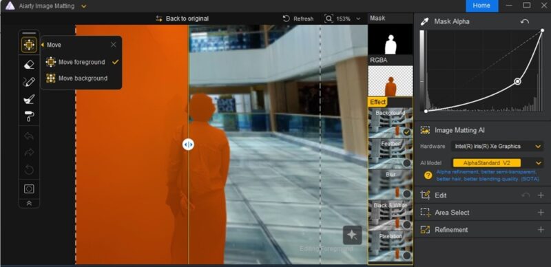 Adding a background to a low light image after removing background image.