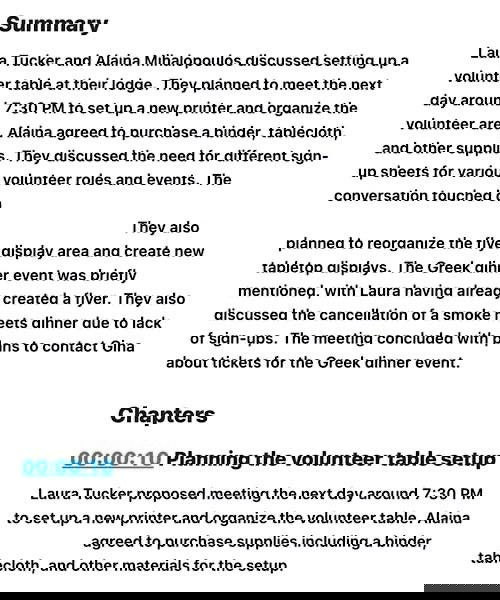 Summary and Chapters