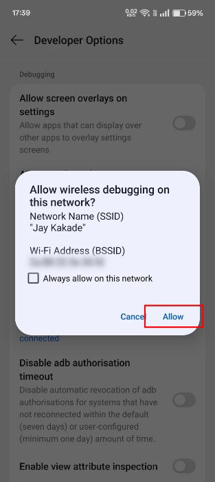 Allow Wireless Debugging In Developer Options