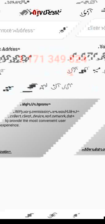 Anydesk Mobile Application Showing Id