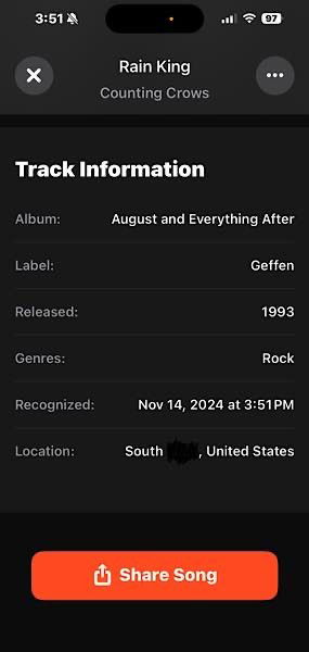 Apple Shazam Shows Location Correct