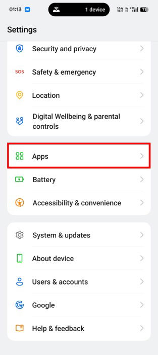 Apps Settings In Android