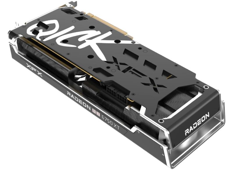 An  image of the AMD Radeon RX 6750 XT, a popular budget graphics card.