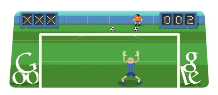 Soccer Google game view in browser.