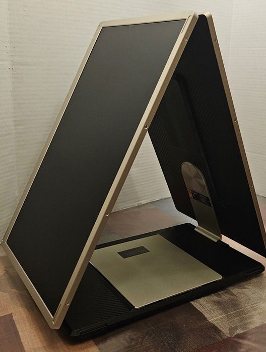 Two portrait monitors together.