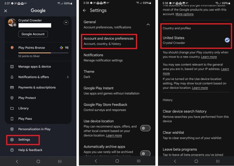 Change Play Store Country Settings Changing