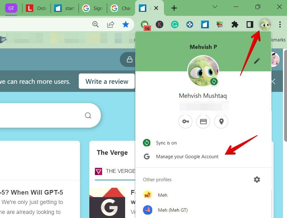 Chromebook Google Account Info