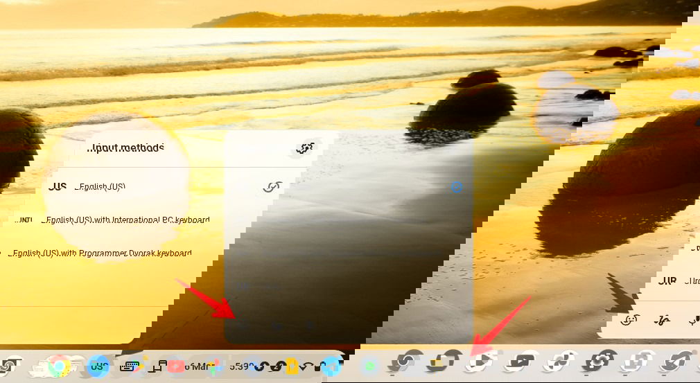 Clicking "Input methods" shortcut.