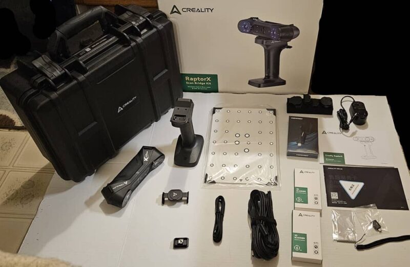 Everything included with the Creality RaptorX scanner