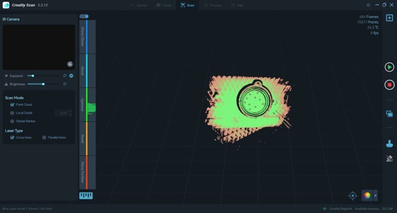 Scanning a bowl into the Creality desktop software.
