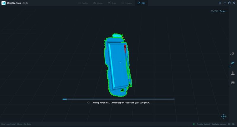 Filling in holes of the cabinet door scan.