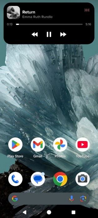Playback controls visible for Spotify app via Dynamic Island by Dynamic Bar on Android phone. 