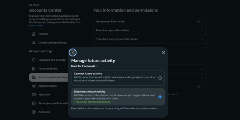 Facebook Ad Preferences Disconnect Future Activity