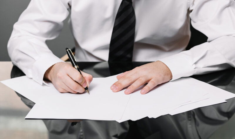 man doing paper work