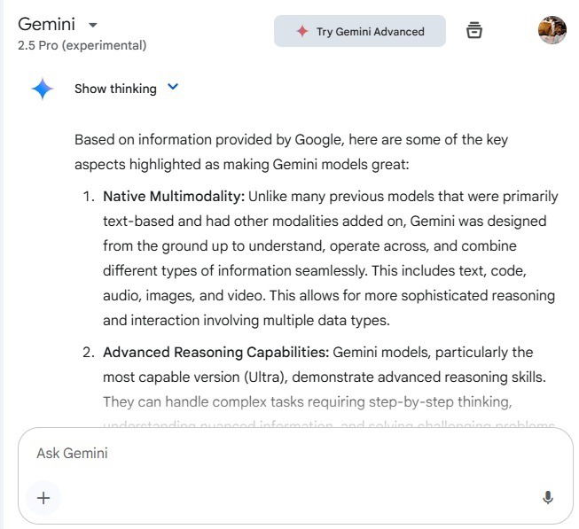 Gemini 2.5's response to my query.
