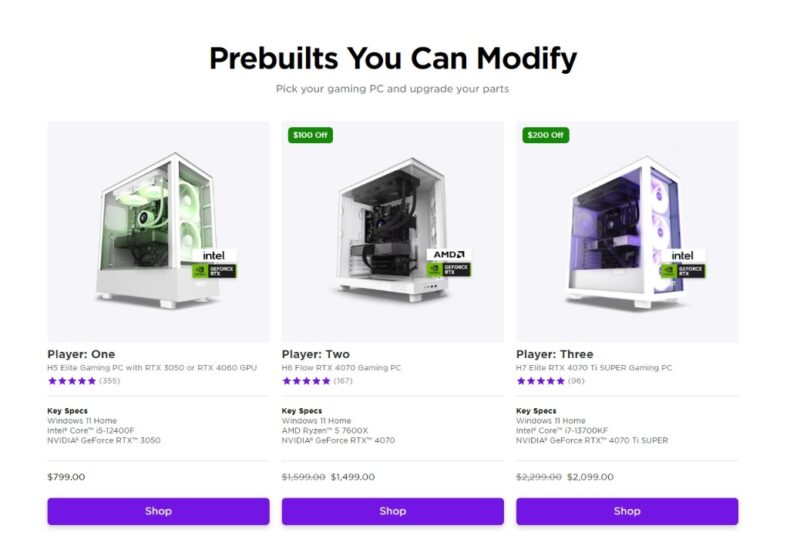 NZXT prebuilt gaming PCs