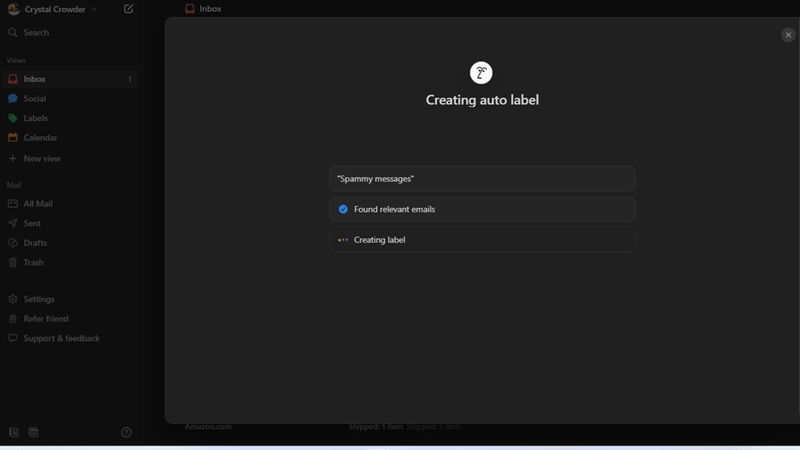 Creating a label in Notion Mail.