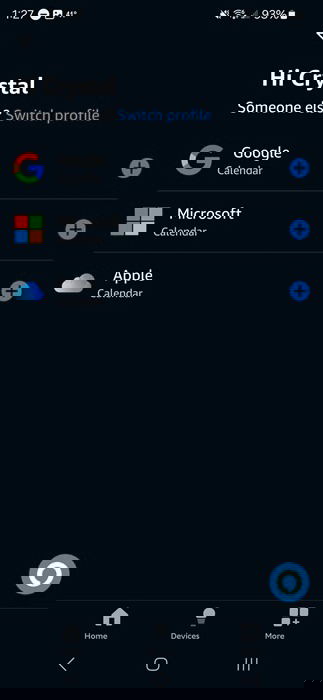 Digital wall calendar providers in Alexa app.