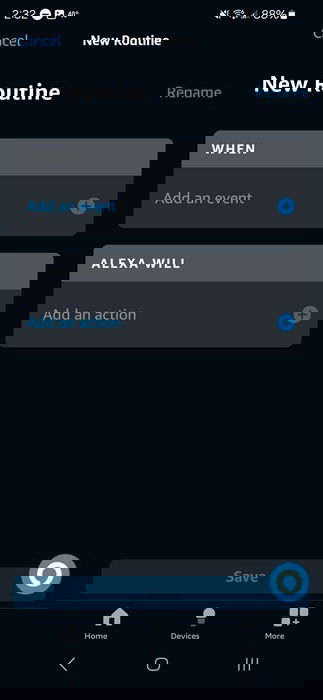 Setting up a routine to display a digital wall calendar in Alexa app.