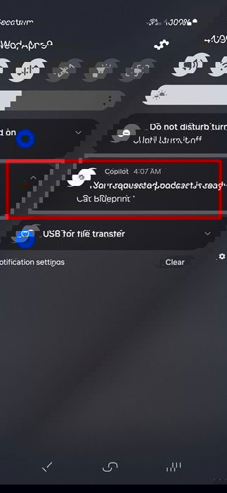 Accessing podcast in Copilot.