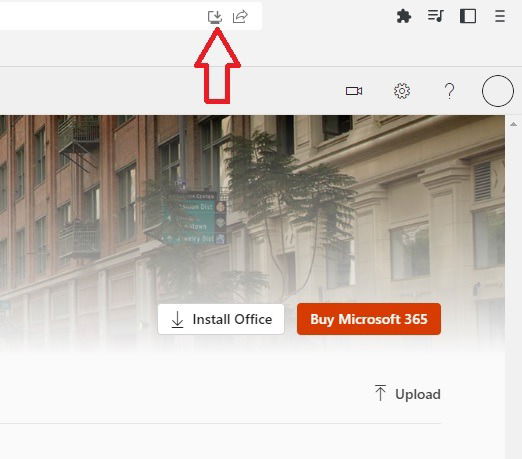 Using the download button in your Chrome browser to install PWA version of Microsoft Office.
