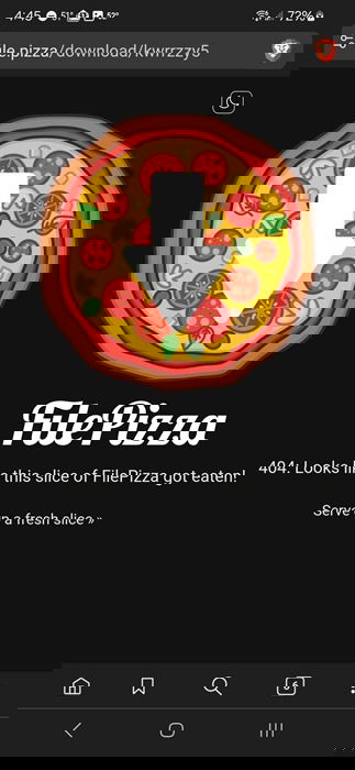 Error message on FilePizza.