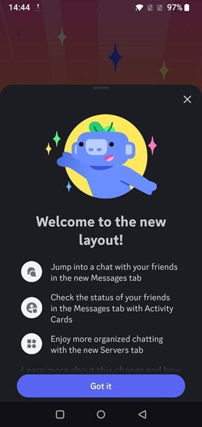 In-app notifications in Discord app. 