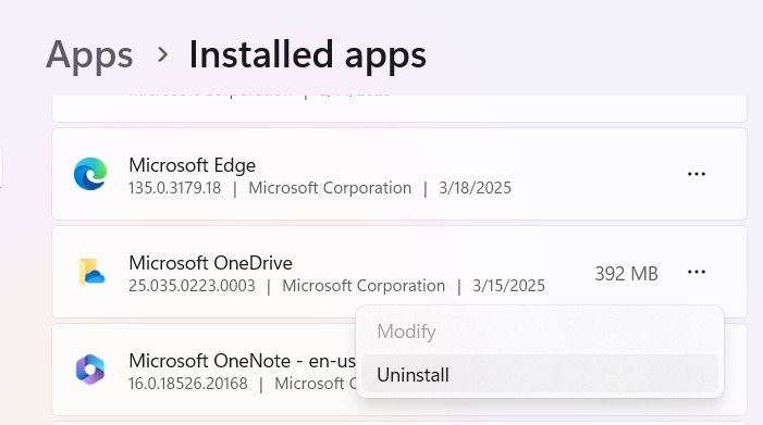 OneDrive cannot really be uninstalled as it will return with next update.