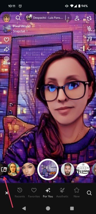 Tapping on photos icon in Snpachat camera.