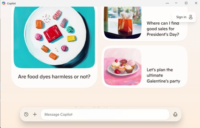 Free version of Copilot built into Windows.