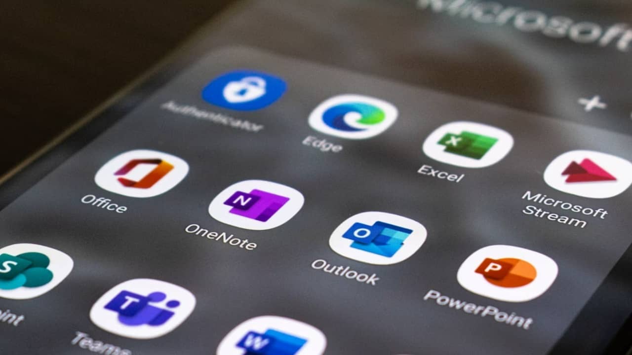 Microsoft Office apps on a phone, including OneNote.