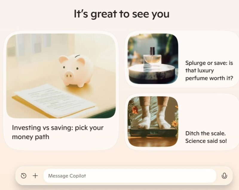 Starting a chat with Microsoft Copilot.
