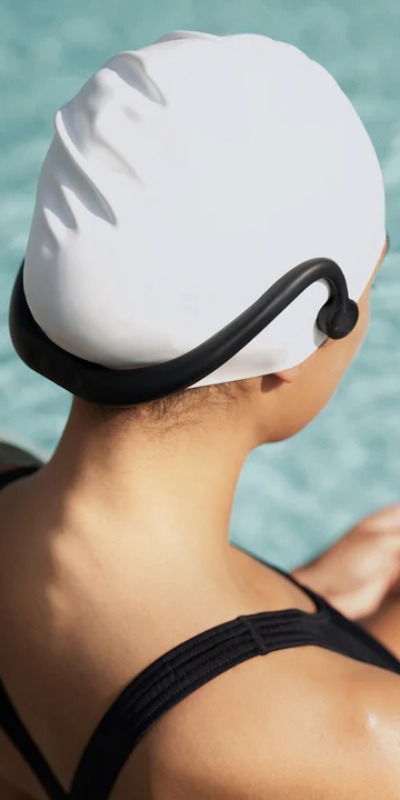 Open Ear Headphones Zygo Z2 White Swim Cap