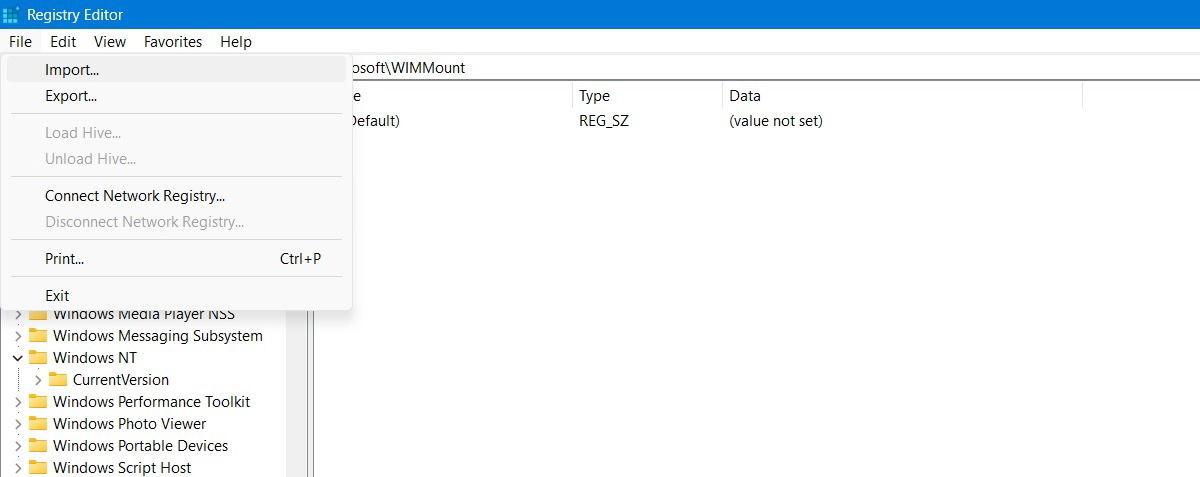 Import registry key from File Import menu.