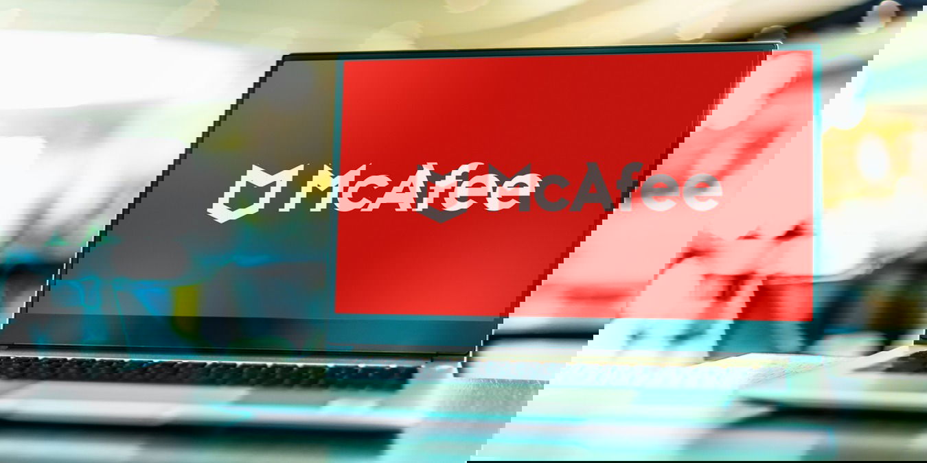 Laptop Computer Displaying Logo Of Mcafee