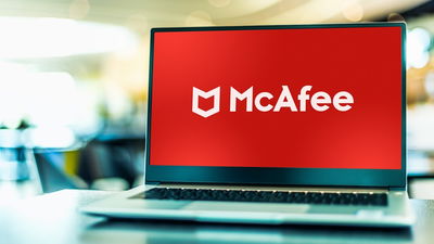 Laptop Computer Displaying Logo Of Mcafee