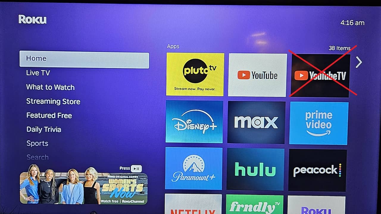 Apps on Roku home screen.
