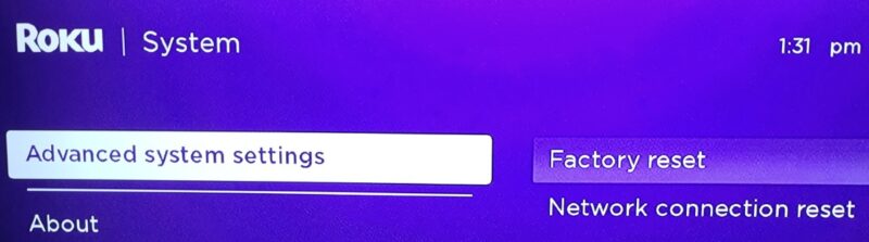 Select Factory reset