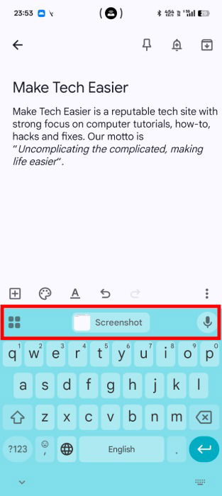Screenshot In Gboard