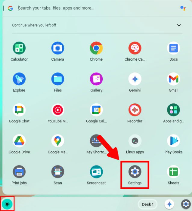 Settings App In Chromebook