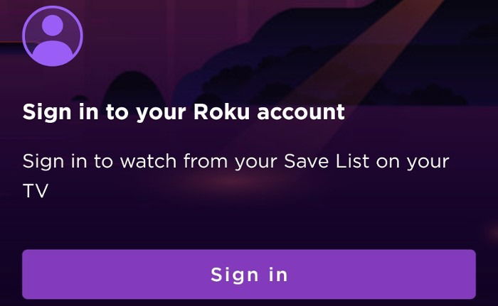 Tap Sign in on the Roku app