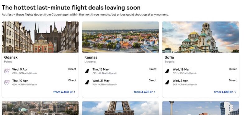Last-minute flights in the Skyscanner app