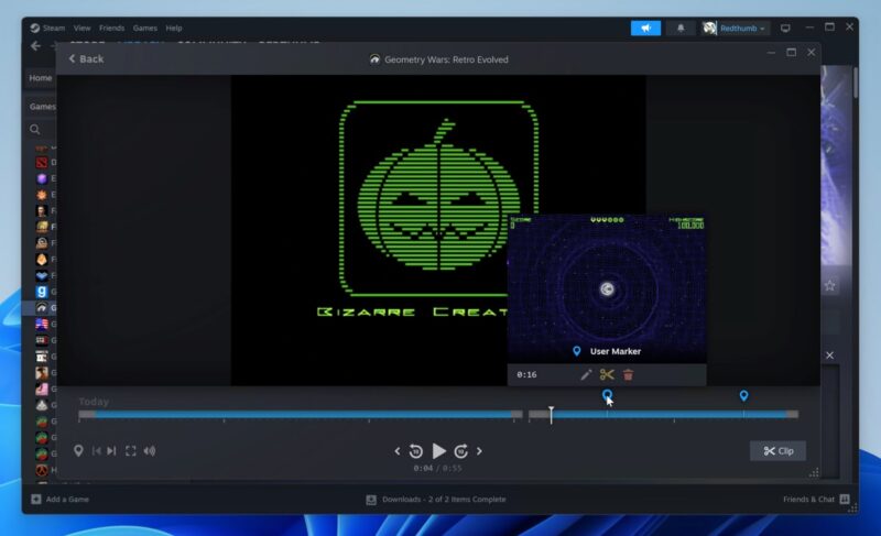 Steam Recording Timeline With Marker