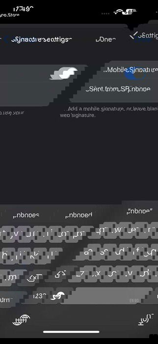 Create a mobile signature on iPhone Gmail app to avoid syncing with web.