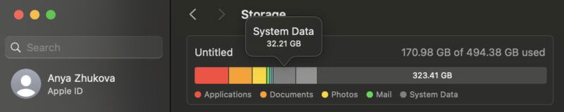 System Data Storage Mac