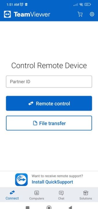 Teamviewer Mobile App Interface Showing Connection Options