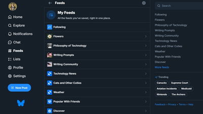 Customizing Bluesky Feeds on desktop.