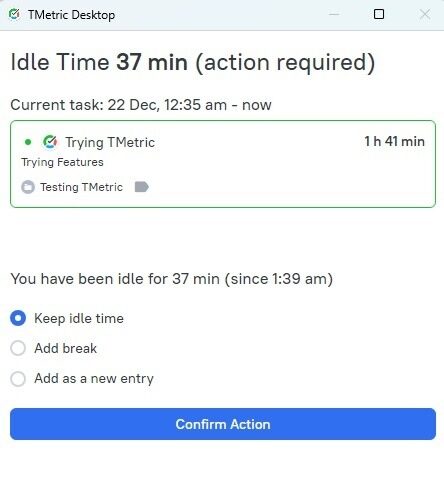 Tmetric Review Idle Time