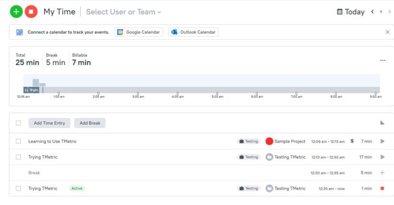 Adding a break in TMetric.