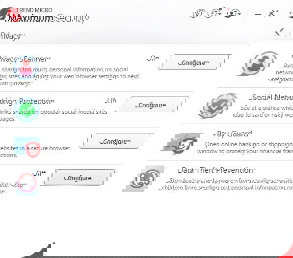 Trend Micro Premium Security privacy tab.